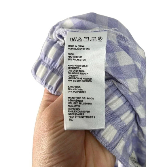 Urban Outfitters Gingham High Rise Pants Size Medium White & Purple Viscose Wm's - Picture 4 of 8